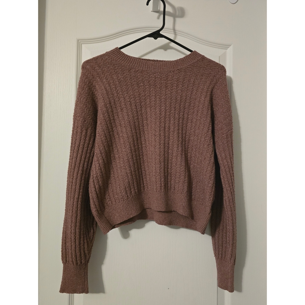 Pink Rose Textured Knit Sweater - Dusty Rose